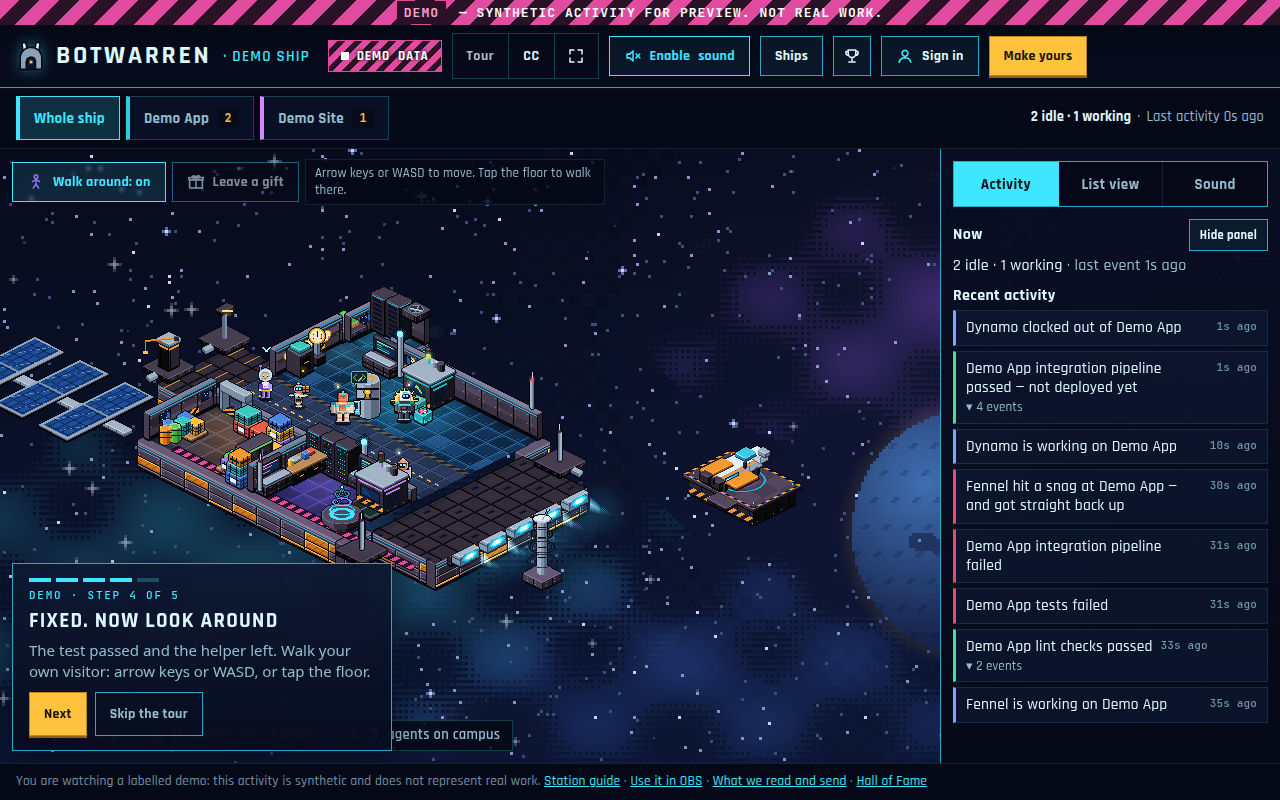 The demo ship after the build was fixed
